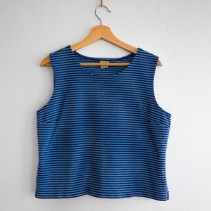 Vintage L.L. Bean Black & Blue Striped Tank Top